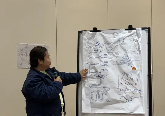 A participant explaining the team's process map